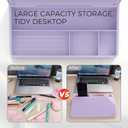 TOWON Small Compact Glass Desktop Whiteboard with Storage 12 x 7 in Dry Erase Board for Desk, Home Office, School | Includes 5 Markers, Eraser & Holder | Space-Saving Organizer, Aesthetic Lavender