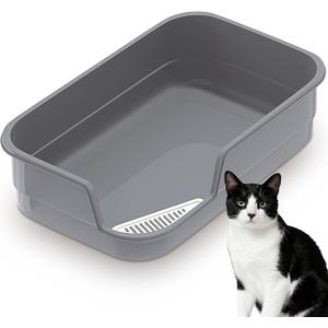 Vealind Extra Large Cat Litter Box High Sided and Low Entry Litter Tray for Senior and Big Cats 23.6" x15.7" x5.9" XL Deep High Back Kitty Litter Boxes for Indoor Cats