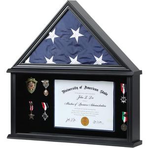 American Flag Case - Solid Wood Shadow Box, Fits 5x9.5 Flag, Black Finish - Includes Certificate Holder American Flag Case - Solid Wood Shadow Box, Fits 5x9.5 Flag, Black Finish - Includes Certificate Holder