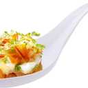 Kingrol 200 Plastic Appetizer Spoons, Disposable Tasting Spoons for Desserts, Hors d'oeuvres, Soups, Sushi, Dipping Sauces - White (4.75 x 1.4 x 1 inch)