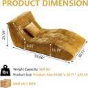 Chaise Lounge Chair with Curved Back, Modern Upholstered Recliner Sofa, Tufted Accent Lounger Comfortable Lazy Chair for Bedroom, Apartment (Yellow), 59.06" L x 30.71" W x 25.59" H