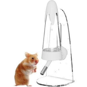 4.2 Oz Hamster Water Bottle with Stand No Drip for Syrian Dwarf Hamsters, Gerbils, Little Mouse, Small Pet Rodents (White, with Stand)