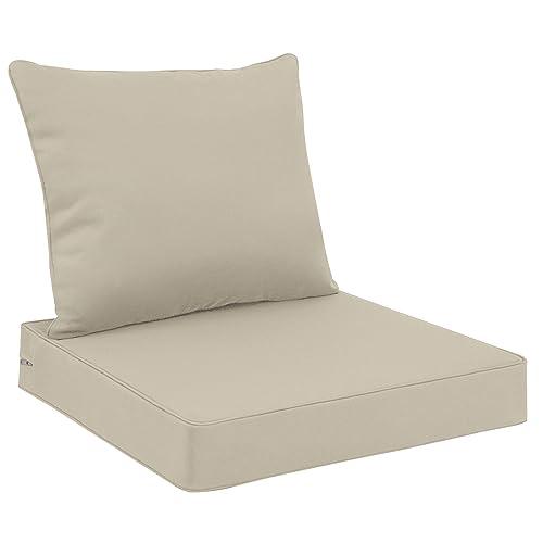 Favoyard Outdoor Seat Cushion Set 19x19 Inch Waterproof & Fade Resistant Patio Furniture Cushions with Removable Cover Deep Seat & Back Cushion with Handle and Adjustable Straps for Chair Sofa Couch