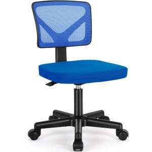 Sweetcrispy Office Chair, Ergonomic Low-Back Mesh Rolling Work Swivel Chairs with Wheels, Armless Comfortable Seat Lumbar Support for Home, Bedroom, Study, Student, Adults,Classic Blue