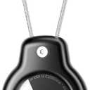 SPGUARD for AirTag Holder Metal Case with Keychain Full Protective Air Tag Cover for Apple Air TagHolder with Wire Cable Luggage Lock Keyring Key Chain Accessories for GPS Item Tracker for Kids