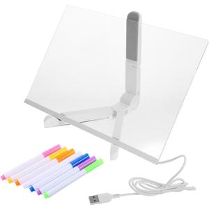 USB Luminous Writing Board - Clear Acrylic Erasable Message Board with 7 Colorful Markers for Home Office Party and Event Display