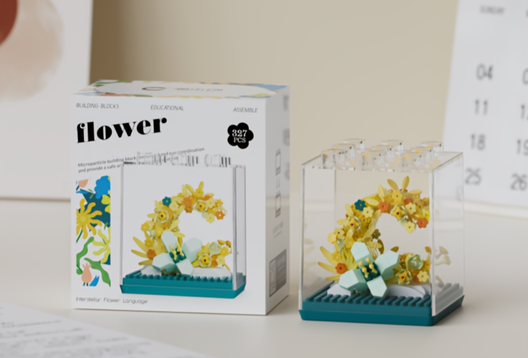 Flower Bouquet Building Set Toy with Dust Cover – Perfect Toys Gift for Home Decor, Art Collection, and Office Display Buildings Blocks
 Pack of 2