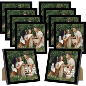10 Packs 5x7 Picture Frame Bulk, Display 4x6 with Mat or 5x7 Without Mat, White Gallery Frame Set, 5 by 7 Frames Bulk Set of 10, Collage Wall Decor Photo Frame Set for Wall and Tabletop, Black