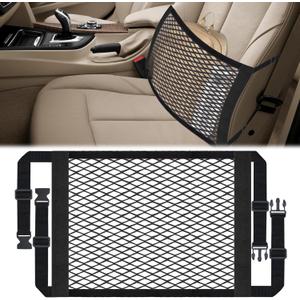 Front Seat Organizer, Car Seat Organizer, Double Layer Front Seats Versatile Elastic Organizers Net, Storage Mesh Nets for Seats, Universal Car Accessories for Most Vehicles
