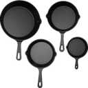 4 Pack Mini Cast Iron Skillet with Double Drip 4'',8'',6'',5.5'' Pre-Seasoned Cast Iron Skillet Set Small Frying Pans for Stove, Oven, Grill Safe, Indoor and Outdoor Use, Non-Stick(4Pack)
