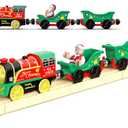 Electric Train Set for Wooden Tracks, Battery Powered Trains Toy with Lights & Sounds for Toddlers, Motorized Train for Kids Compatible with Thomas & Friends, Brio, Chuggington