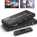 4x2 HDMI Matrix, 4K@60Hz 4 in 2 Out HDMI Switch Splitter with IR Remote, HDMI Matrix Switch + Optical + 3.5mm Audio Output, Support HDMI2.0, HDCP2.2, Auto Downscaler, 3D, Audio Extractor