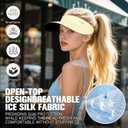 Sun Visor for Women Wide Brim Summer UPF50+ UV Protection Seamless Sun Hats Foldable Beach Cap (One Size, Beige)