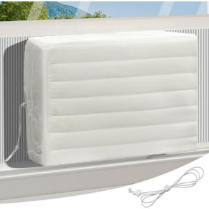 Air Conditioner Covers for Inside, Insulated Airconditionercover for Winter, Window AC Cover with Drawstring Double Insulation, Wall airconditioner Winter cover, White, S(17"x13"x3.5")