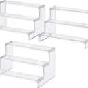 Lifewit 3 Tier Clear Display Riser Stand, 12 Inch Plastic Step Display Shelves, Tool-free Assembly, Organizer for Perfume, Figure, Cupcake, Dessert, Desktop Display Stand for Decor, 3-pack