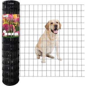 FOREHOGAR Black PVC Coated Welded Wire Fence 36 Inch x 50 Foot, 2 Inch x 3 Inch 16GA, Garden Border Fencing Roll Vinyl Coating Metal Wire Mesh for Yard Vegetable Plant Protection Poultry Netting