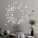 Aooyaoo Acrylic Mirror Decor, Butterfly Wall Stickers, 2 Sizes DIY Stickers for Home Nursery Classroom Kids' Bedroom Bathroom Living Room