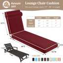 Chaise Lounge Cushions Outdoor 80x26x4 Inch, Patio Lounge Chair Cushions w/High Density Foam, 4 Inch Pool Lounger Cushion w/Removable Cover Handles, Fits Poolside Patio Outdoor Furniture, Red