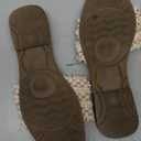 GORGLITTER Women's Summer Beach Flat Cute Sandals 2025 Color Block Faux Pearls Decor Leather Flat Slides (6, Beige and Brown)