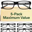 Gaoye Professional Reading Glasses for All Day - Computer Readers with Blue Light Protection - Value Pack, Color: B1-5 Pack Light Black, +1.0