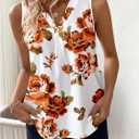 WDIRARA Women's Floral Print V Neck Sleeveless Blouse Summer Casual Tank Top (Multicolor)
