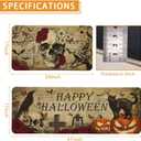 Happy Halloween Kitchen Mats Set of 2 Non Slip Spooky Goth Skeleton Kitchen Rugs Halloween Skull Home Decor Low-Profile Washable Floor Mat 17x47 Inch and 17x29 Inch