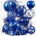 Clear Christmas Ball Ornaments,24ct Shatterproof Plastic Decorative Christmas Ornaments Hanging Xmas Tree Baubles Set for Holiday Party Home Decor(Blue) (Multi-Size/24-Pack)