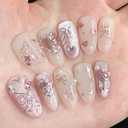Valentines Nail Art Stickers 5D Embossed Bow Hearts Nail Stickers Pink Heart Nail Stickers Valentine's Day Self-Adhesive Nail Decorations for Women Manicure 1 Sheet