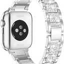 Mosonio Compatible with Apple Watch Band 38mm 40mm 41mm 42mm 44mm 45mm 46mm 49mm with 2 Pack Case Women, Jewelry Replacement Metal Bands Strap with Bling PC Protective Case for iWatch Ultra SE Series 11/10/9/8/7/6/5/4/3/2/1 (Sizes Vary By Mode)