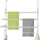 Over The Door Towel Rack, Over Door Towel Racks for Bathroom, Towel Rack with Hooks for Door Hanging, Towel Holder Over The Door Towel Bar 24Inch, Brushed Nickel