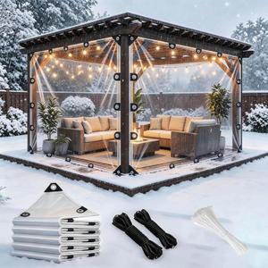 Clear Vinyl Tarp Heavy Duty Waterproof with Grommets, 8×14 FT 14 Mil, Clear Tarps-8x14FT