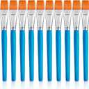 Zonon 10 Pcs 3/4 Inch Flat Paint Brushes Acrylic Painting Craft Accessories Small Watercolor Paint Brushes Bulk for Adult Artist Detail Oil Canvas Face(8.1 x 0.9 x 3/4 Inch,Sky Blue)