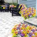 Grunyia 24 Bundles Artificial Flowers for Outdoor Decoration UV Resistant Fake Plastic Plants Faux Boston Fern Artificial Greenery for Summer Indoor Outdoor Garden Patio Window Box Kitchen Home Decor