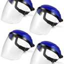 Tellegloww 4 Pack Safety Face Shield for Grinding and Cutting, Full Impact Resistant Face Shield Mask for Work Chemical Woodworking (Blue)