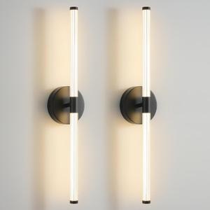 Wall Sconces Set of Two Matte Black LED Wall Lights Modern Linear Sconces Lighting Indoor Sconces Wall Decor Set of 2 Mounted Lamp for Living Room Wall Scones, Wall Lights Set of 2