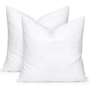 Artscope Synthetic Down Lumbar Pillow Insert, 12x12 Down Alternative Throw Pillow Insert. Ultra Soft Fluffy Sleeping Pillow with 100% Cotton Cover, Decorative Pillows Set of 2-White