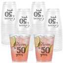 Acellegic 50 Pack 50th Birthday Frost Cups 12 oz Cheers to 50 Years Birthday Decorations Disposable Clear Plastic Cups for Women Men Cold Drinks Wedding Anniversary Party Favors