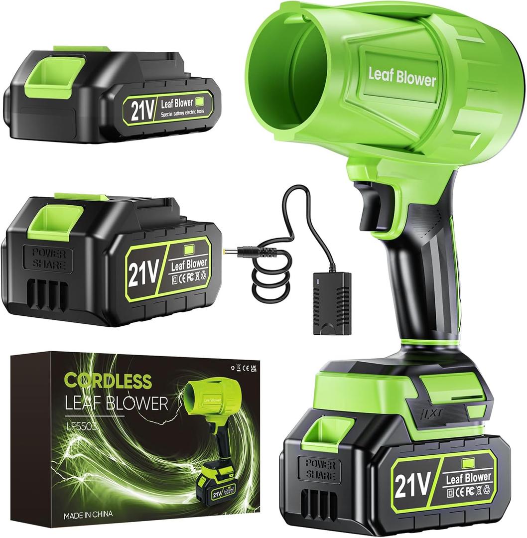Leaf Blower Cordless with Battery and Charger, 550,000 RPM, Lightweight Handheld Design, Turbo Jet Blower for Lawn, Yard, Garage, Patio, and Sidewalk Cleaning