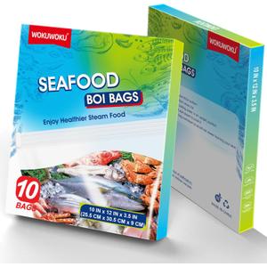 Seafood Boiling Bags Large Boiling Bags for Fish, Crab, Shrimp and Vegetables - Cooking and Storage Bags (5Pcs Large)