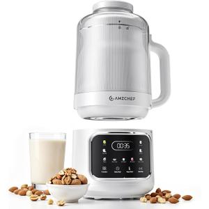 10-in-1 Nut Milk Maker Machine with Detachable Design, Noise Reduction | AMZCHEF 33.8oz soy milk maker with Self-Clean,12H Delay, Keep Warm,Homemade Plant-Based Milk, Oat, Soy for Family & Party
