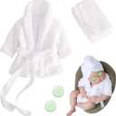 Jastore Newborn Photography Props Bathrobe Outfits Girl Baby Photo Prop Outfit Bathrobe Baby Photoshoot Props Robe (0-1 Month, White)