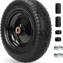 GICOOL 4.80/4.00-8 Wheelbarrow Tire, 14.5" Flat-free Solid Tire and Wheel with 5/8" Axle Bore Hole, 3-6" Centered Hub, for Wheelbarrow Trolley Dolly Go Kart, Universal Fit 3.50-8, 4.00-8