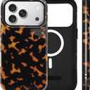 for iPhone 17 Pro Max Case Cute Tortoise Shell Phone Case Compatible with MagSafe, Dual-Layer Shock Protection(Hard PC + Silicone) - Aesthetic Protective Phone Cover for Women Girl, Amber