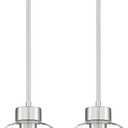 2-Pack Pendant Lights Kitchen Island, 7" Brushed Nickel Hanging Lights Fixtures with Clear Glass Shade, Modern Kitchen Pendant Lighting Over Island for Dining Room, AD-24024-1P2-SN