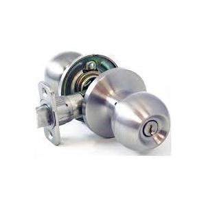 Atlas Ball Entry Locking Door Knob, Satin Nickel