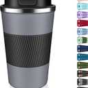 Insulated Coffee Tumbler 17 oz, Stainless Steel Coffee Mug with Lids, Travel Coffee Mug Leak Proof, Double Wall Vacuum Insulated Reusable Iced Coffee Cup, Keep Drinks Hot and Cold (Gray, 17 Ounces)