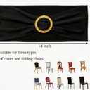 Pack of 100 Spandex Black Chair Sashes with Gold Buckles, Stretch Chairs Sashes for Wedding Party Baby Shower Ceremony Event Decorations Chair Bands Bows (Black Sashes, Gold Buckles)
