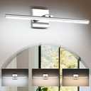 LED Bathroom Vanity Light, Modern Bathroom Light Fixture Over Mirror (3000K/4000K/6000K, Dimmable), Vanity Light Bar with Angle Adjustable, 24 Inch, Chrome