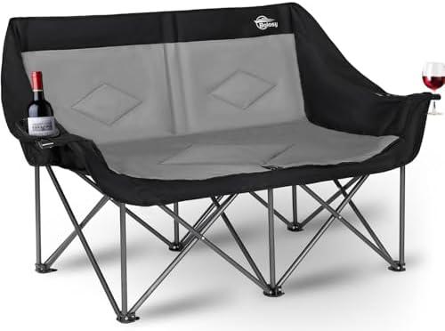 Bolosy 2 Person Camping Chair Camping Loveseat Oversized Double Folding Camping Chair Heavy Duty Two Person Camp Chair Love Seat Dou Chairs Sport Lawn Chair for Adults