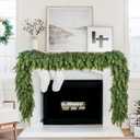 Lvydec Christmas Pine Garland, 6.5ft Realistic Cedar Cypress Greenery Decoration, Holiday Mantel Fireplace Table Centerpiece (Light Green)